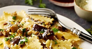 Four Cheese Ravioli with Eggplant and Marjoram Pesto