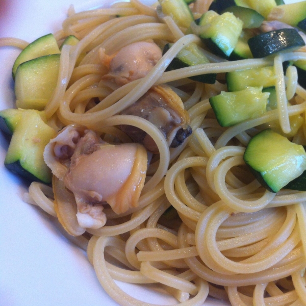 Pasta with Clams, Zucchini, and Zucchini Blossoms