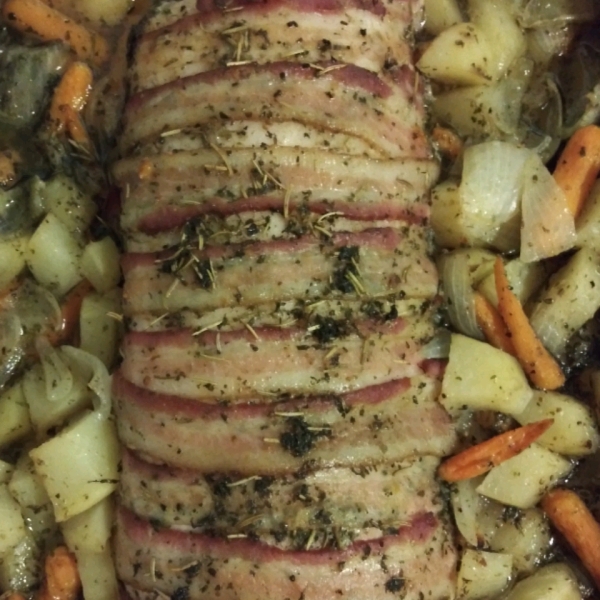 Herb, Garlic and Bacon Pork Loin