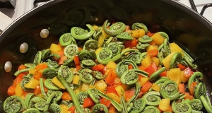 Spring Fiddleheads and Sweet Peppers