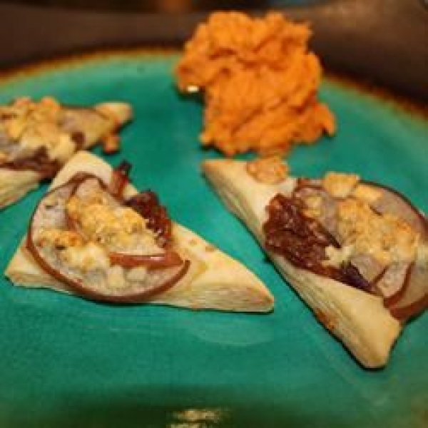 Pear and Blue Cheese Pastry Triangles