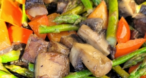 Grilled Asparagus, Red Bell Pepper, and Portobello Mushrooms