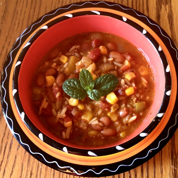 Savory Chorizo Sausage, Rice & Bean Soup