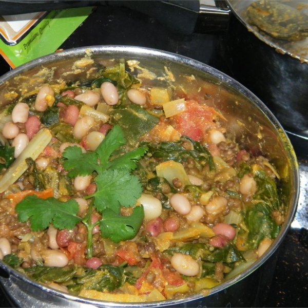 Spinach, Red Lentil, and Bean Curry