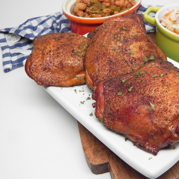 Brined and Smoked Chicken Thighs