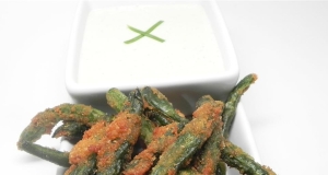 Green Bean Fries with Cucumber Wasabi Dip