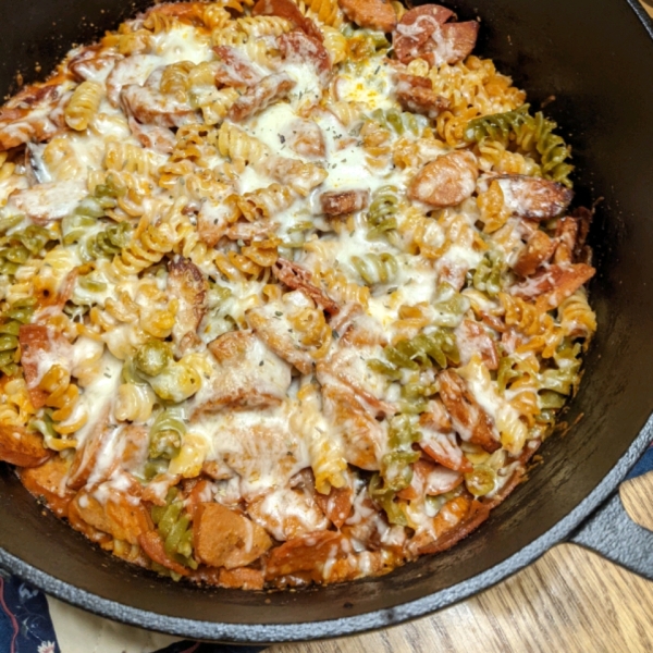 Smoked Sausage Pizza Pasta Skillet