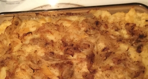 Mashed Root Vegetable Casserole with Caramelized Onions