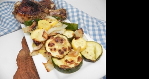 Air Fryer Zucchini, Yellow Squash, and Onion