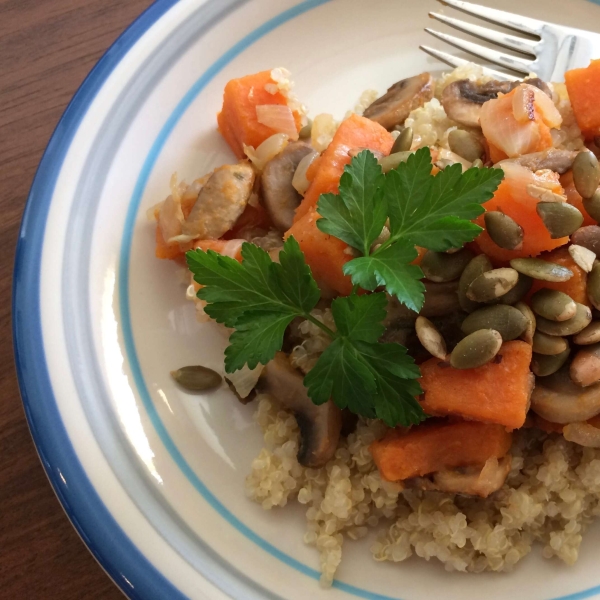 Quinoa with Sweet Potato and Mushrooms