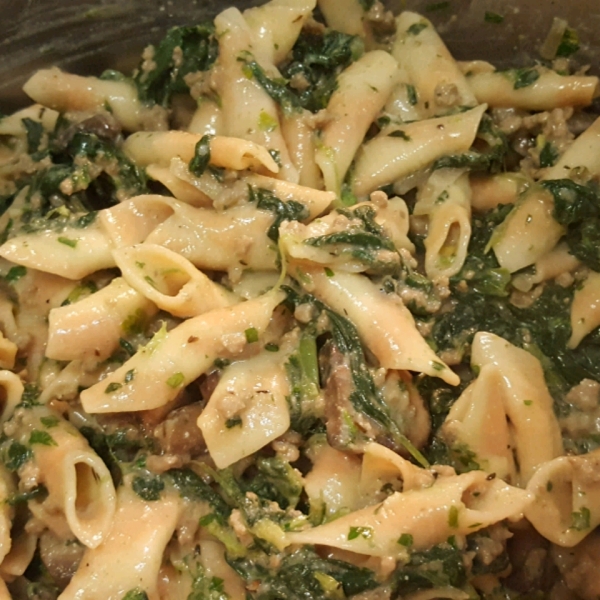 Spinach, Mushroom, and Ricotta Fettuccine