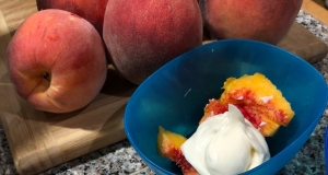 Fresh Peaches with Honey-Vanilla Creme Fraiche