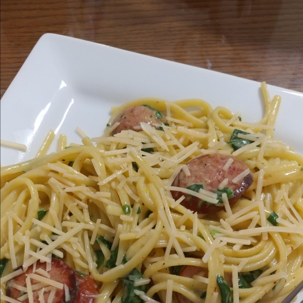Linguine with Hillshire Farm® Smoked Sausage and Greens