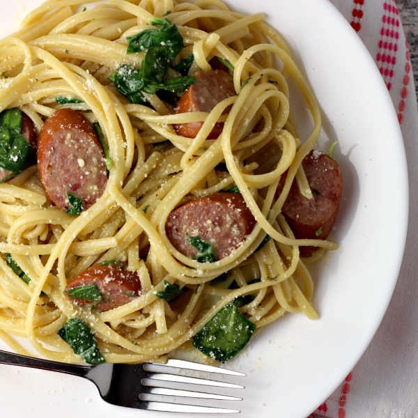Linguine with Hillshire Farm® Smoked Sausage and Greens