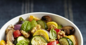 Roasted Vegetables with Walnuts, Basil and Balsamic Vinaigrette