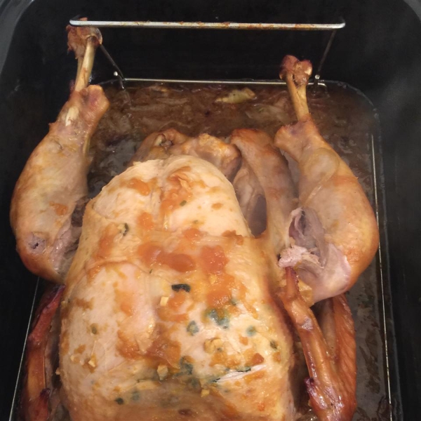 Ma Lipo's Apricot-Glazed Turkey with Roasted Onion and Shallot Gravy