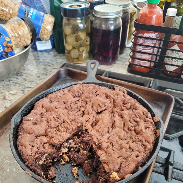 Vegan Double Chocolate-Peanut Butter Skillet Cookie