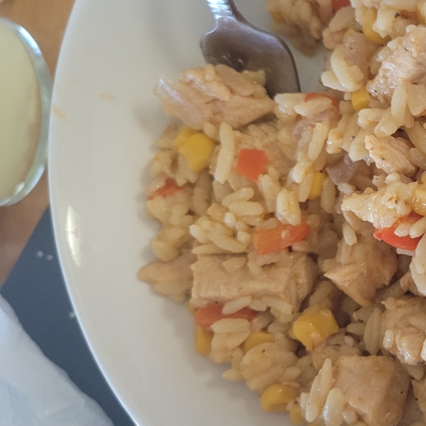 BBQ Chicken, Veggies and Rice Skillet