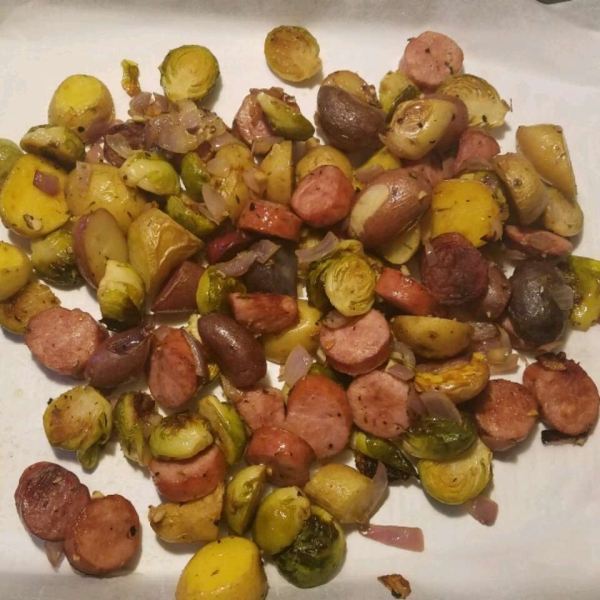 Roasted Brussels Sprouts and Kielbasa