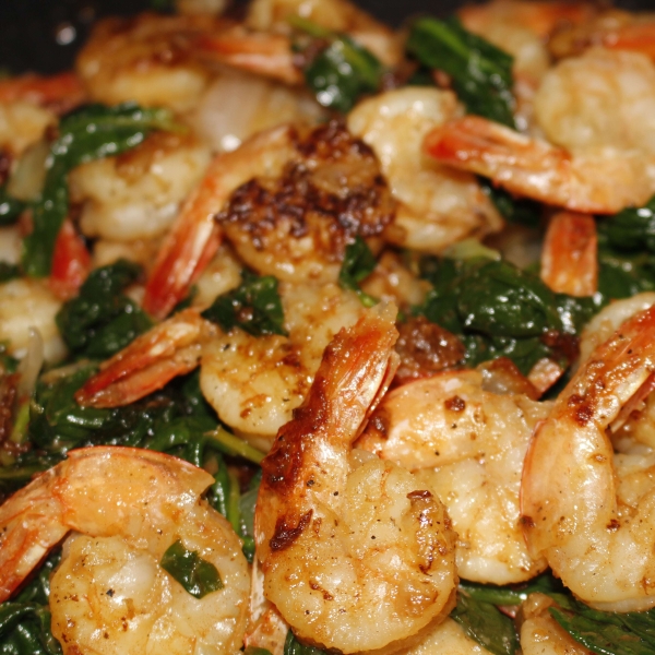Sauteed Shrimp with Spinach