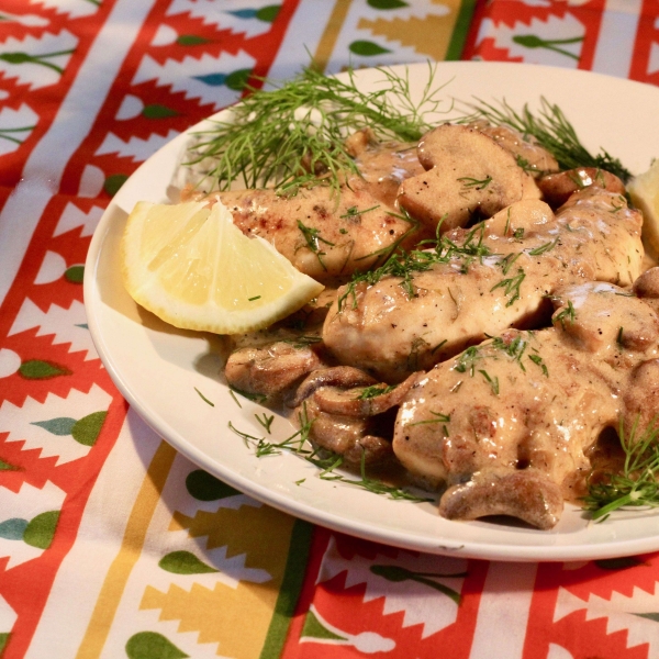 Chicken Tenders in Lemon-Mushroom Cream Sauce