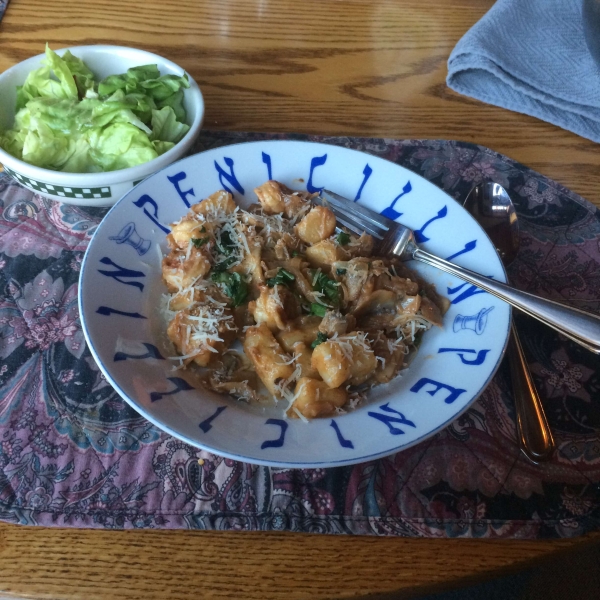 Creamy Saffron Shrimp with Gnocchi and Caramelized Onion