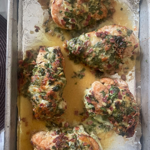 Chicken Breast Stuffed with Spinach Blue Cheese and Bacon