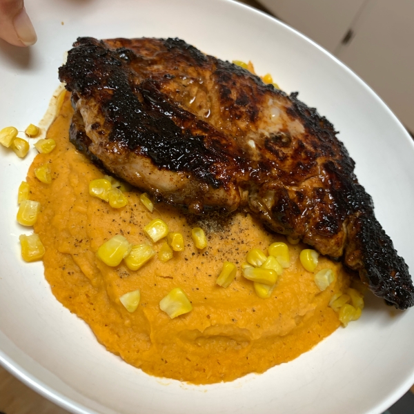 Aztec Chicken with Sweet Potato-Corn Mash