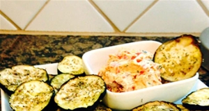 Salted Eggplant Chips with Bruschetta Spread
