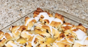 Decadent Cinnamon Roll Peach Cobbler