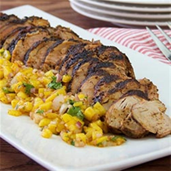 Chili-Rubbed Pork with Mango Salsa