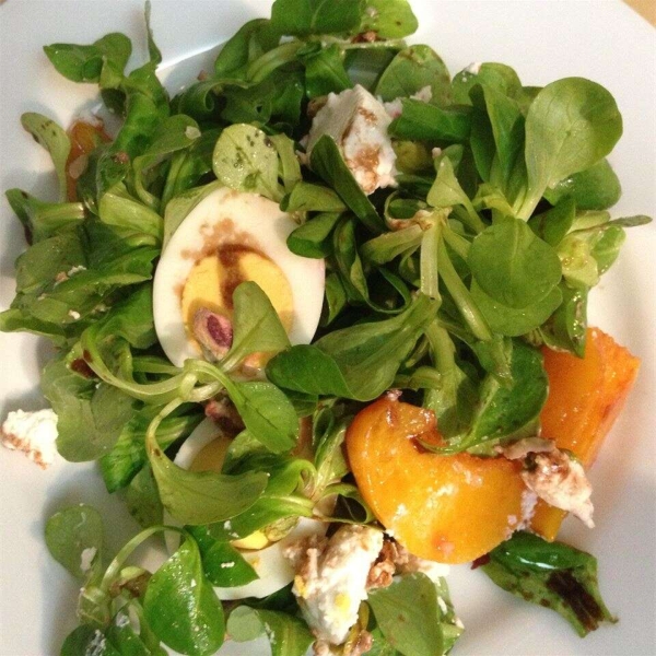 Roasted Beet, Peach, and Goat Cheese Salad