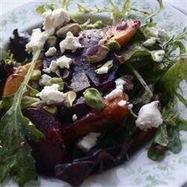 Roasted Beet, Peach, and Goat Cheese Salad