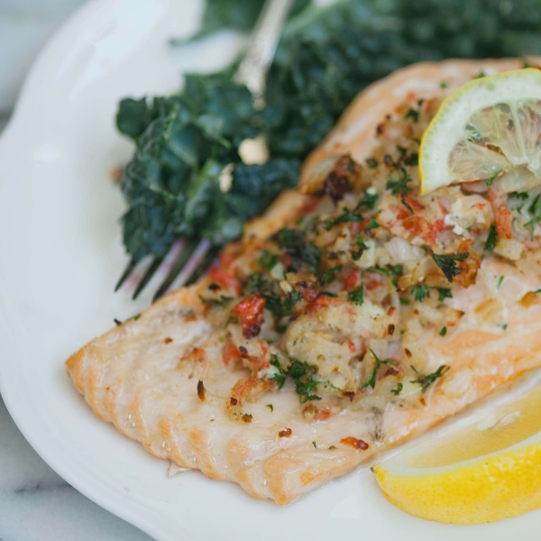 Salmon Stuffed with Crab and Lobster