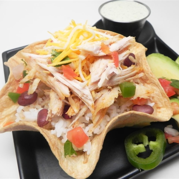 Chicken Taco Bowls with Pinto Beans and Rice