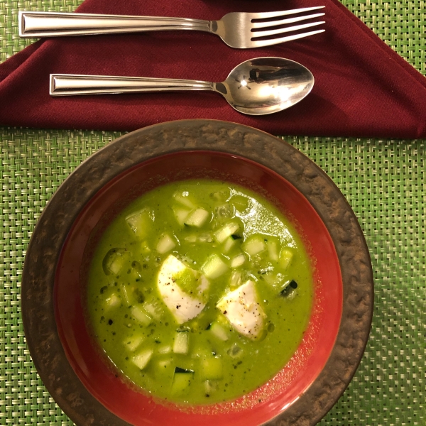 Gazpacho Verde with Burrata Cheese