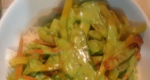 Adzuki Bean Mango Stir Fry with Cilantro Lime Coconut Sauce