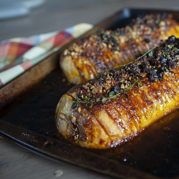 Sweet and Savory Hasselback Butternut Squash