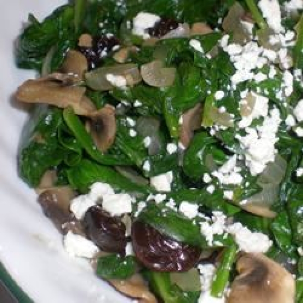 Wilted Spinach with Cherries and Goat Cheese