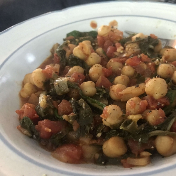 Swiss Chard with Garbanzo Beans and Fresh Tomatoes