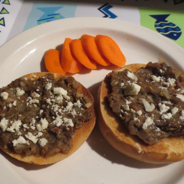 Eggplant with Tomatoes and Mint Bruschetta