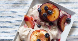 Broiled Stone Fruit with Cardamom Banana Soft Serve