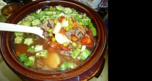 Slow Cooker Veggie Beef Soup with Okra