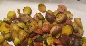 Roasted Brussels Sprouts and Kielbasa