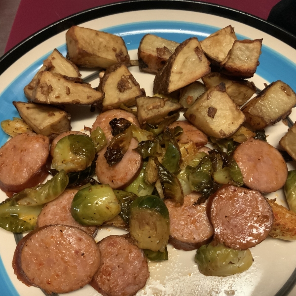 Roasted Brussels Sprouts and Kielbasa