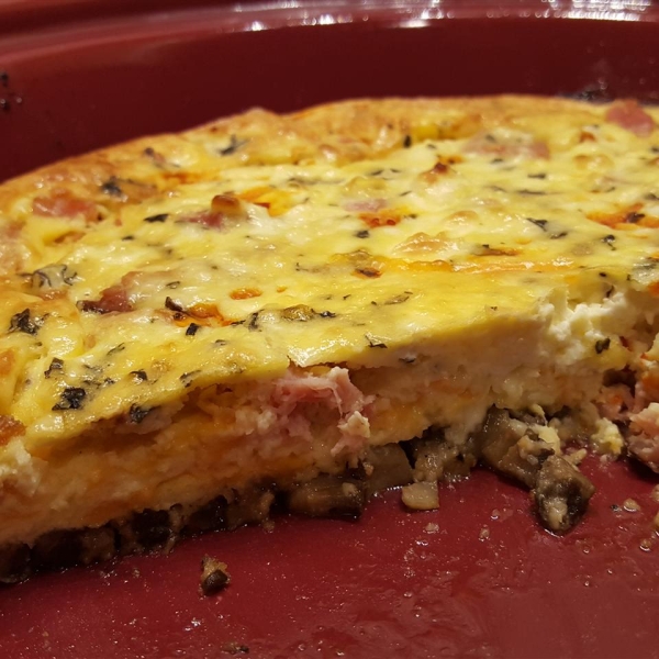 Mushroom Crusted Ham and Cheese Pie