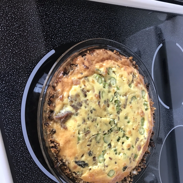 Mushroom Crusted Ham and Cheese Pie