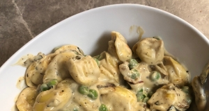 Tortellini Alfredo with Peas and Bacon