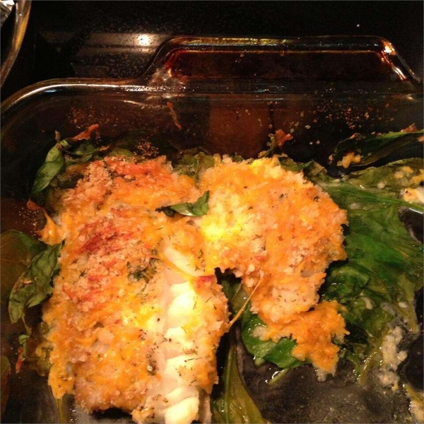 Crunchy Cheesy Fish and Spinach Casserole