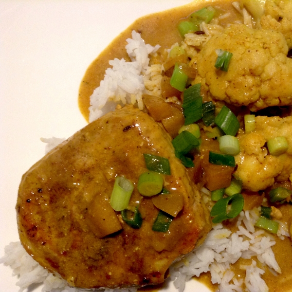 Curried Pork Chops and Cauliflower with Basmati Rice